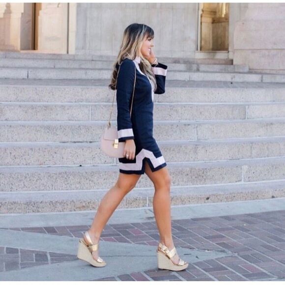 STS Sail to Sable Stretch Blue Denim shift Dress Size Small - Picture 2 of 6